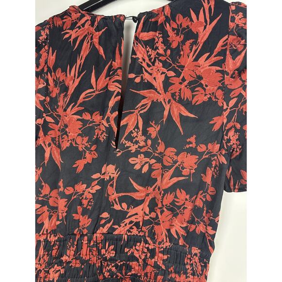 by Anthropologie The Somerset Romper Red Black Floral 1-Piece Anthro Size Small - Picture 9 of 12